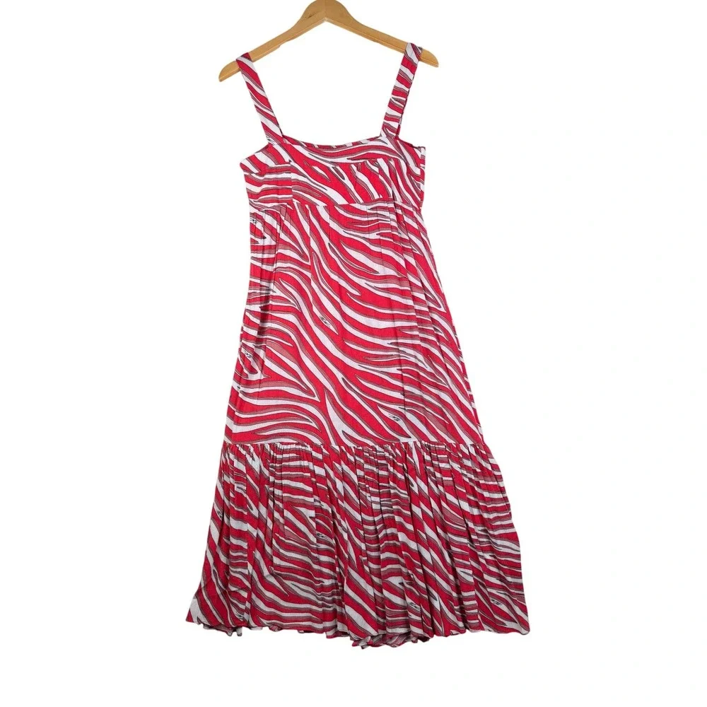 New Michael‎ Kors Soft Zebra Midi Dress Size XS Pink/White